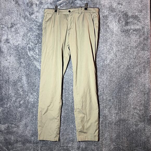 Lululemon Pants Mens 34 Beige Slim Fit Warpstreme Stretch Comfort Casual Work - Picture 1 of 9